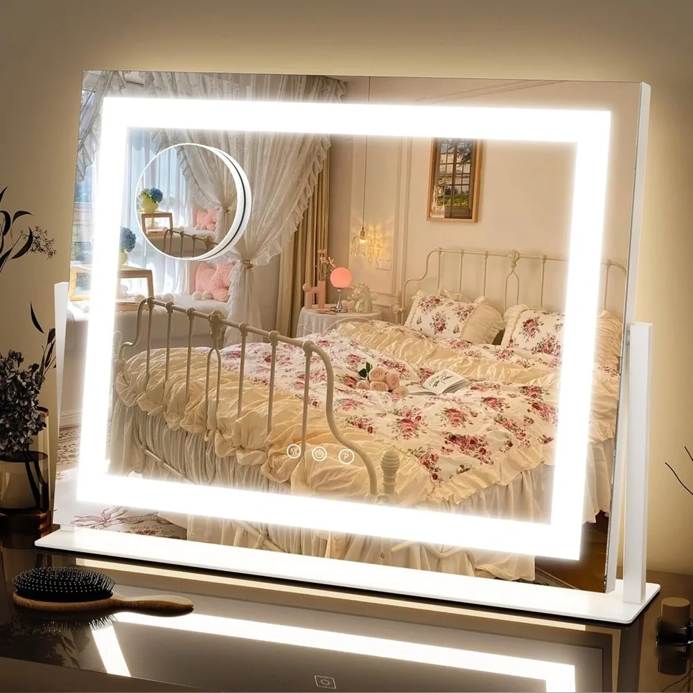 FENNIO LED‎ Vanity Mirror 22x18 White Dimmable 3 Light Modes Makeup New
